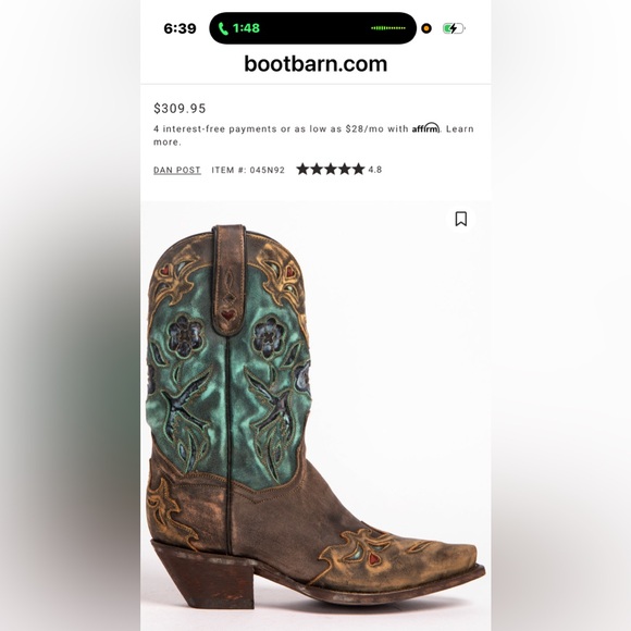 Dan Post Vintage Blue Bird Women's
DP3544 Chocolate Teal Snip Toe Boots - Picture 9 of 13